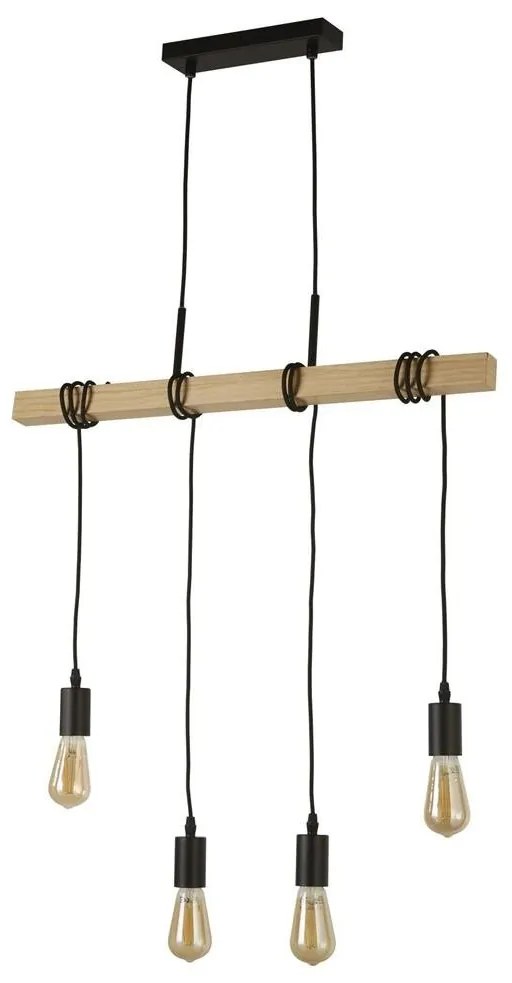 Lustra din lemn cu 4 pendule design rustic Woody