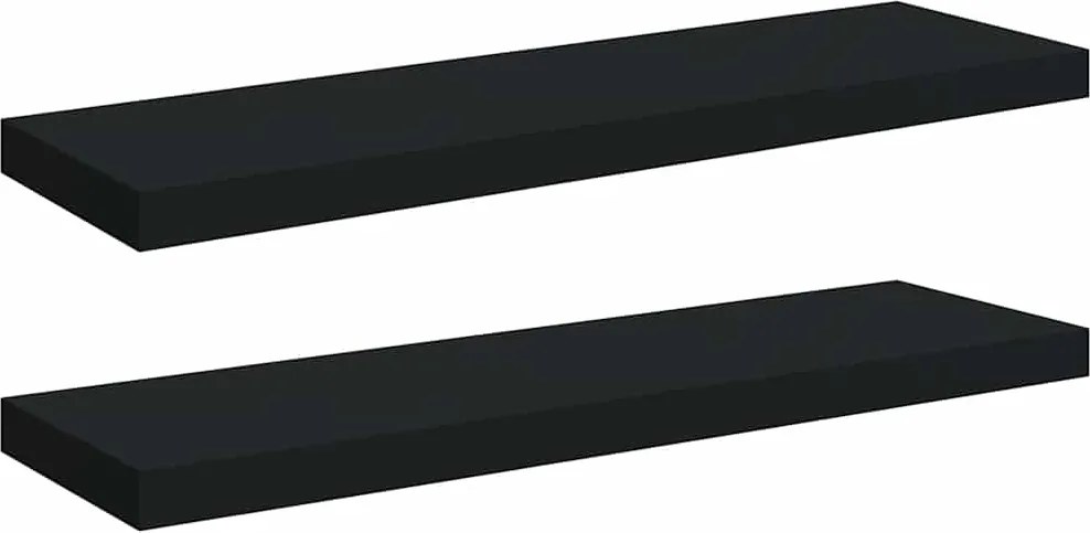 vidaXL Rafturi de perete suspendate 2 buc., negru, 80x23,5x3,8 cm, MDF