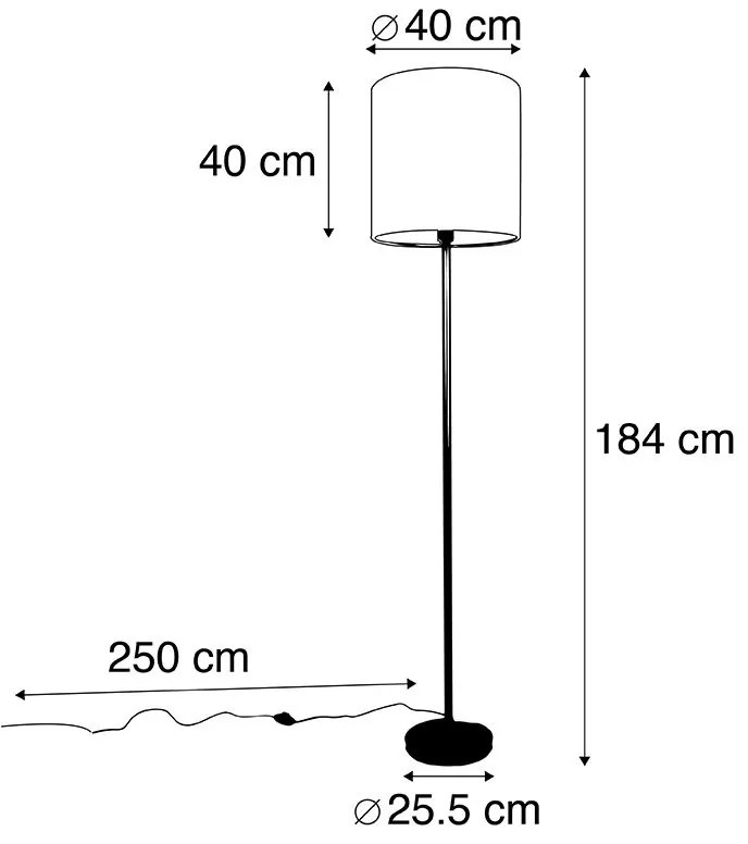 Lampă de podea cu abajur negru cu design de păun, interior auriu, 40 cm - Simplo
