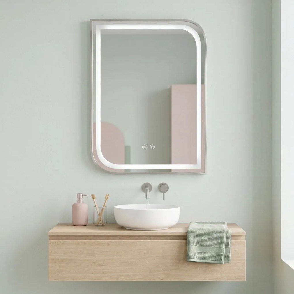 Oglindă LED ZONE 80x60 BRUSH NICKEL
