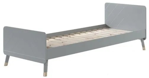 Pat Single pentru Copii, 90x200 cm, Gri (Pin Masiv și MDF) – Billy – Vipack