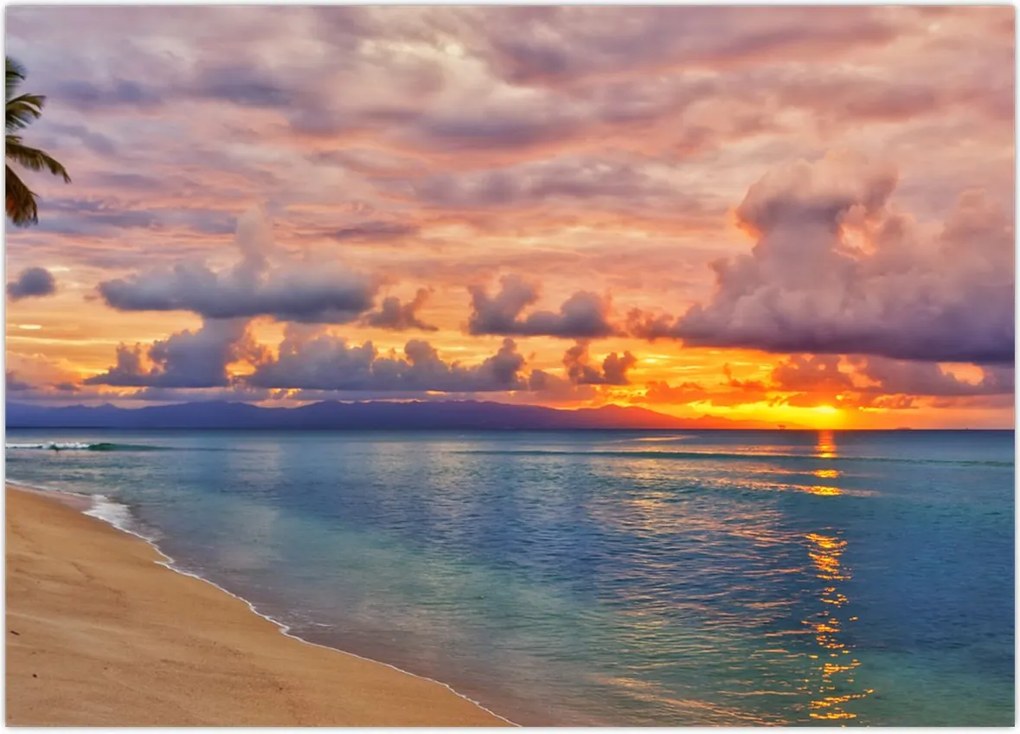 Tablou - Apus de soare la plajâ (70x50 cm)