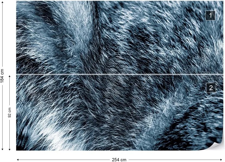 GLIX Fototapet - Wolf Fur Texture Blue Vliesová tapeta  - 254x184 cm