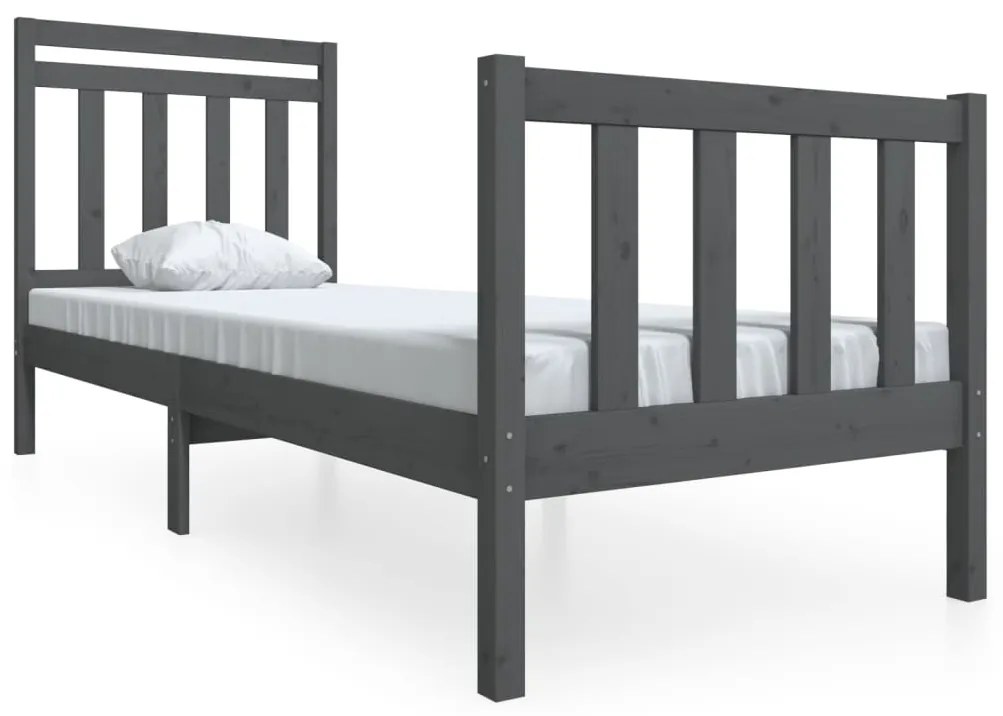 3100681 vidaXL Cadru de pat Small Single 2FT6, gri, 75x190 cm lemn masiv