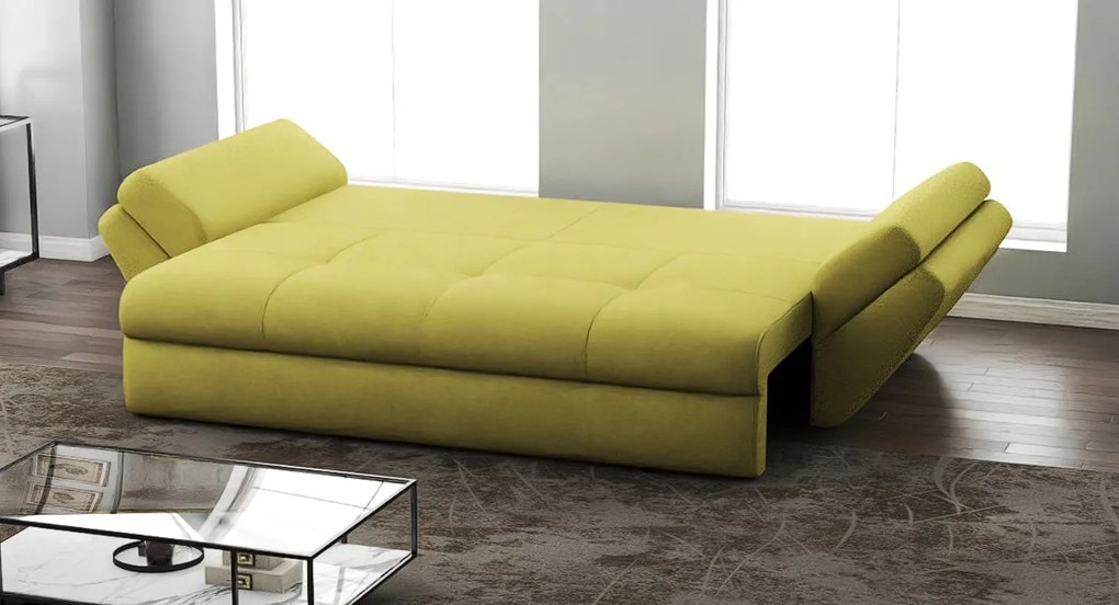 Canapea extensibilă dumonde cu ladă de depozitare si sezut confortabil din spuma high-density, Loana Enjoy Green 250x100 cm