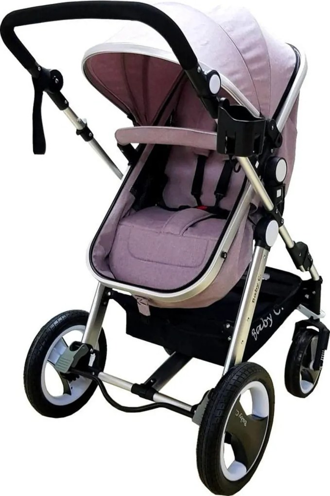 Carucior nou nascuti 2 in 1 Baby Care™ PRO S535, Cadru Aluminiu, roti din cauciuc plin,landou reversibil, Spatar reglabil in 3 trepte, Gri