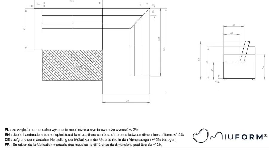 Colțar gri deschis extensibil cu tapițerie din catifea reiată (cu colț pe partea dreaptă) Brave Dave – Miuform