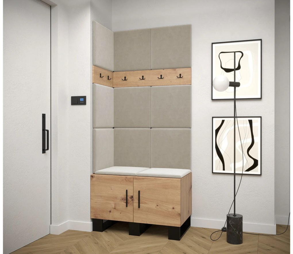 Set mobilier pentru hol Amanda 11 (Stejar artisan + bej). 1085947