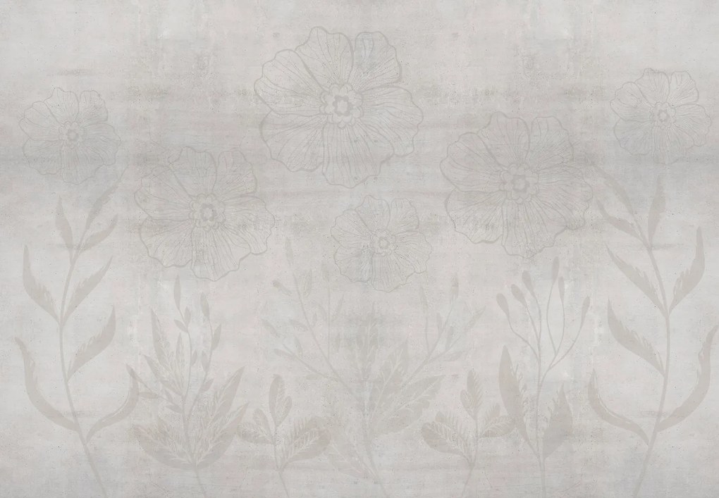 Fototapet - Beton cu flori (147x102 cm)