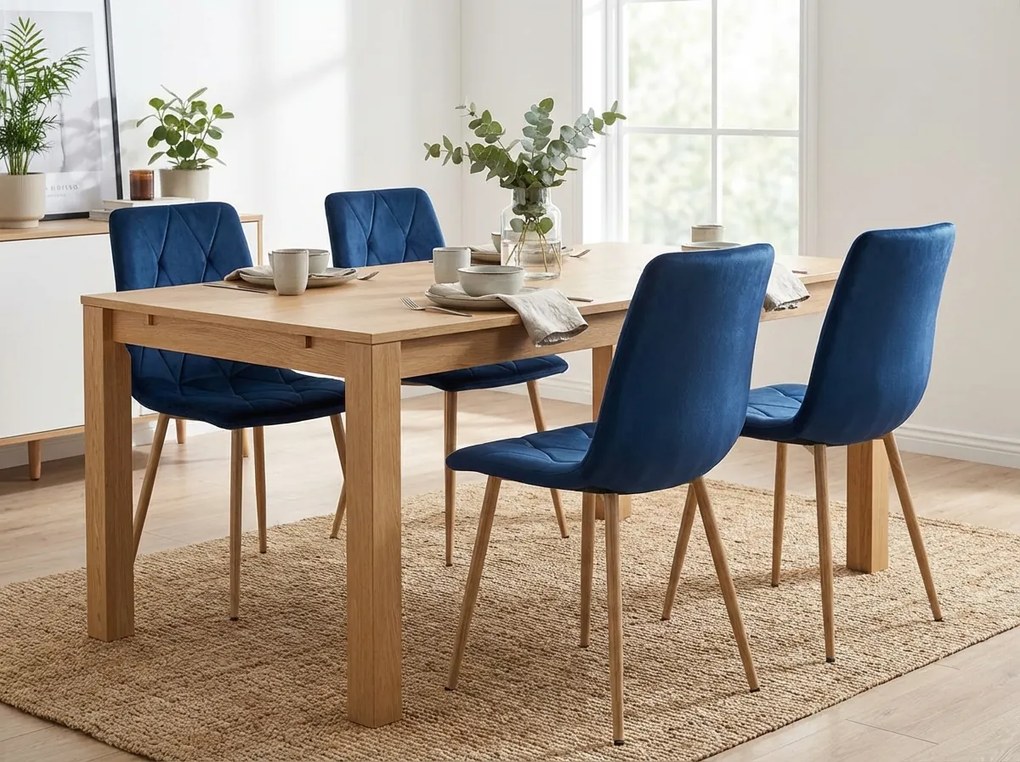 Scaun de dining din catifea albastra LIBRA