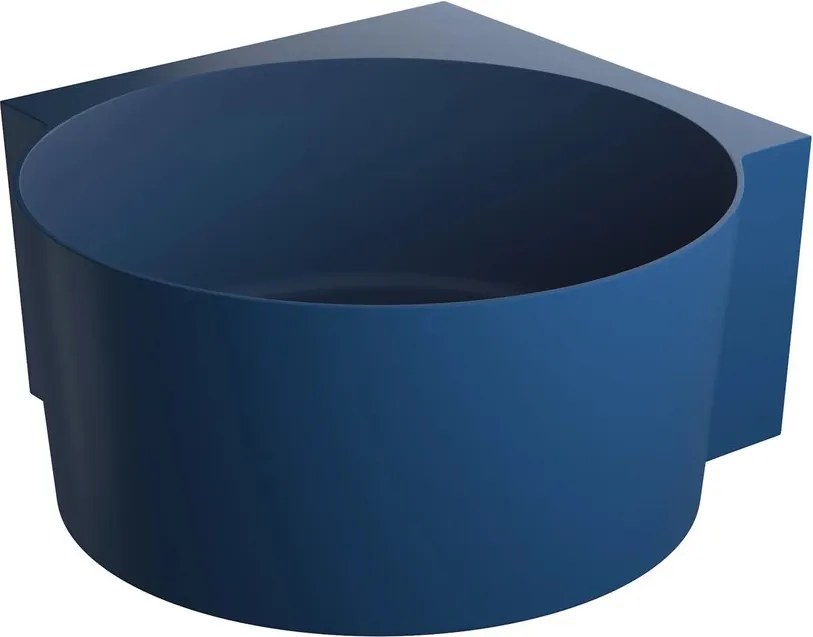 Cada pe colt asimetrica Omnires Ovo M+ compozit albastru midnight blue mat 120x120 cm