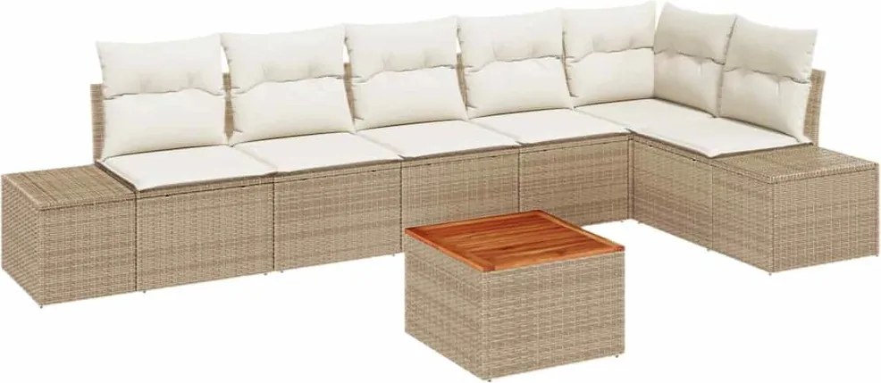 vidaXL Set de canapele pentru grădină 7 pcs Bej și crem poliratan