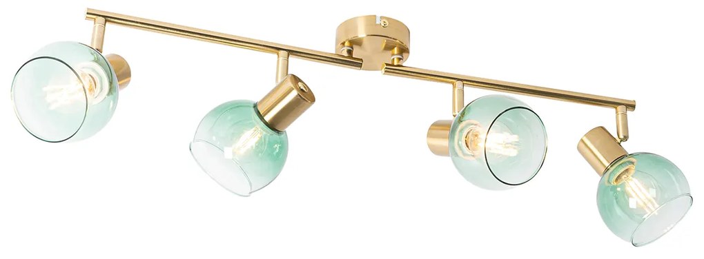 Spotlight Art Deco auriu cu sticlă verde 4 lumini - Vidro