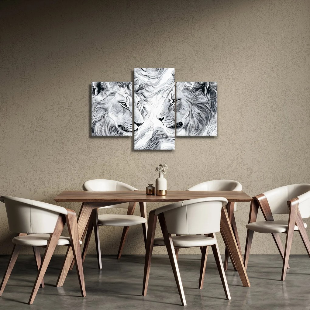 Tablou - Capete de lei desenate (90x60 cm)