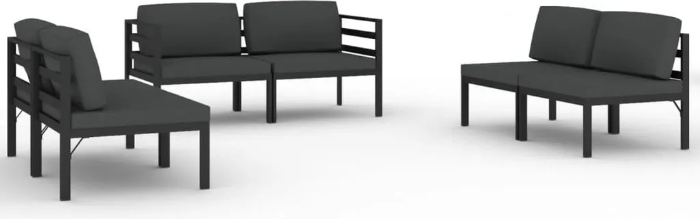 vidaXL Set mobilier de grădină cu perne, 6 piese, antracit, aluminiu