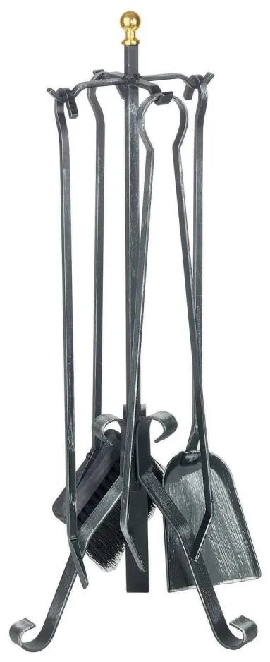 Ustensile forjate pentru șemineu 5 buc. antracit/patină
