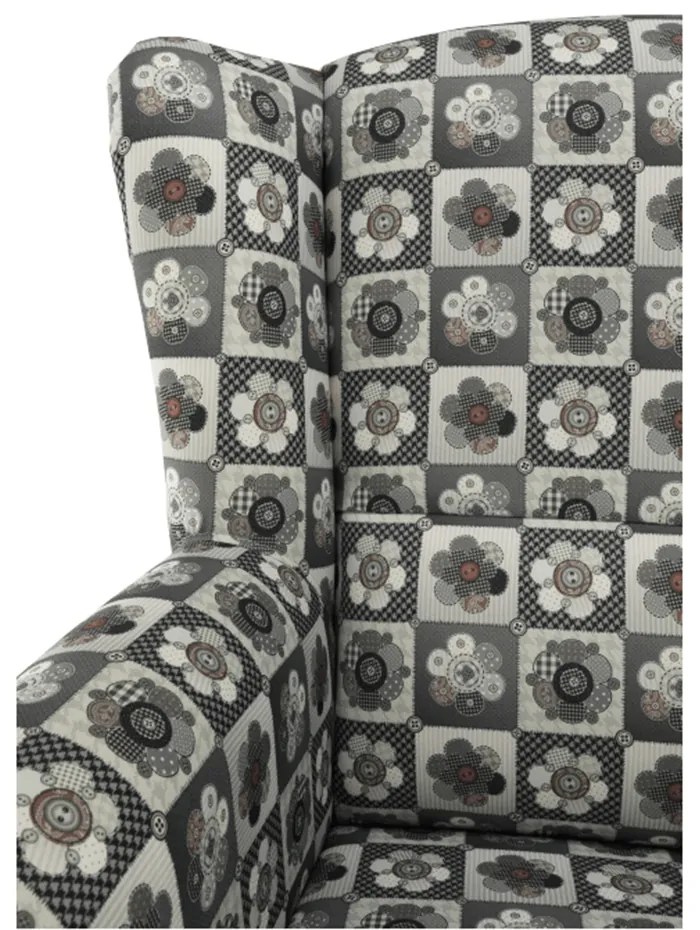 Fotoliu cu taburet, material textil in stilul patchwork N1, ASTRID