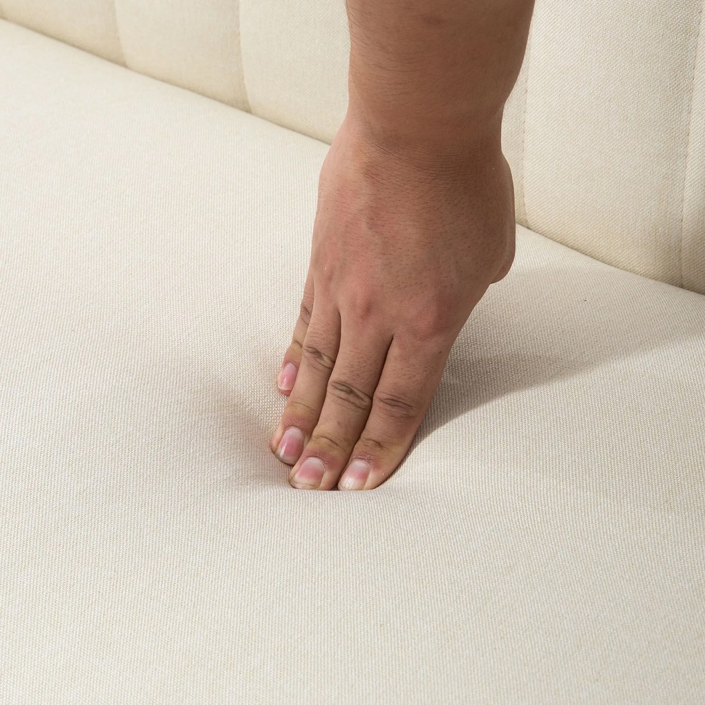 HOMCOM Canapea cu 2 Locuri din Material Textil fără Brațe, Canapea cu Picioare din Lemn, 117x56,5x77 cm, Verde | Aosom Romania