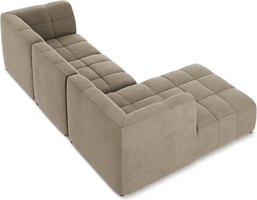 Colțar maro cu tapițerie din catifea (cu colț pe partea stângă/cu șezlong) Aloha – Makamii