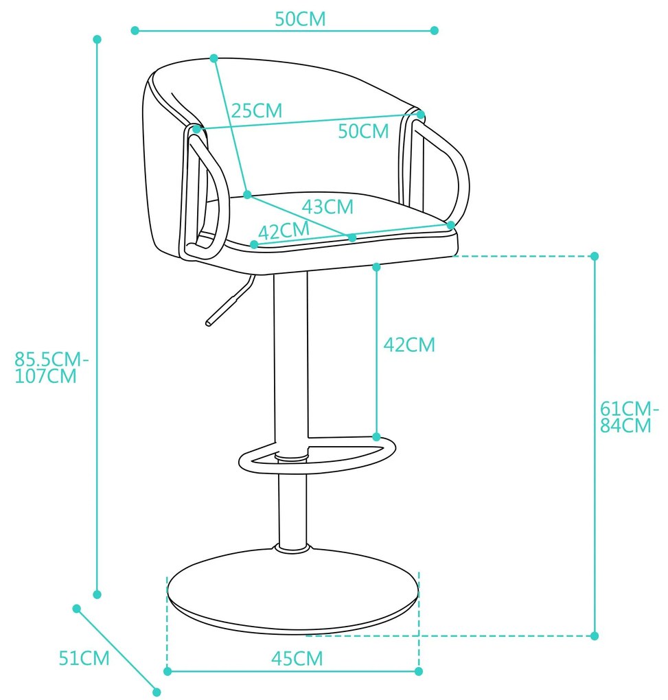 Set de 2 scaune de bar moderne, rotative și reglabile pe înălțime, cu spătar și suport pentru picioare auriu, pentru bucătărie, bar și tejghea de restaurant, Negru
