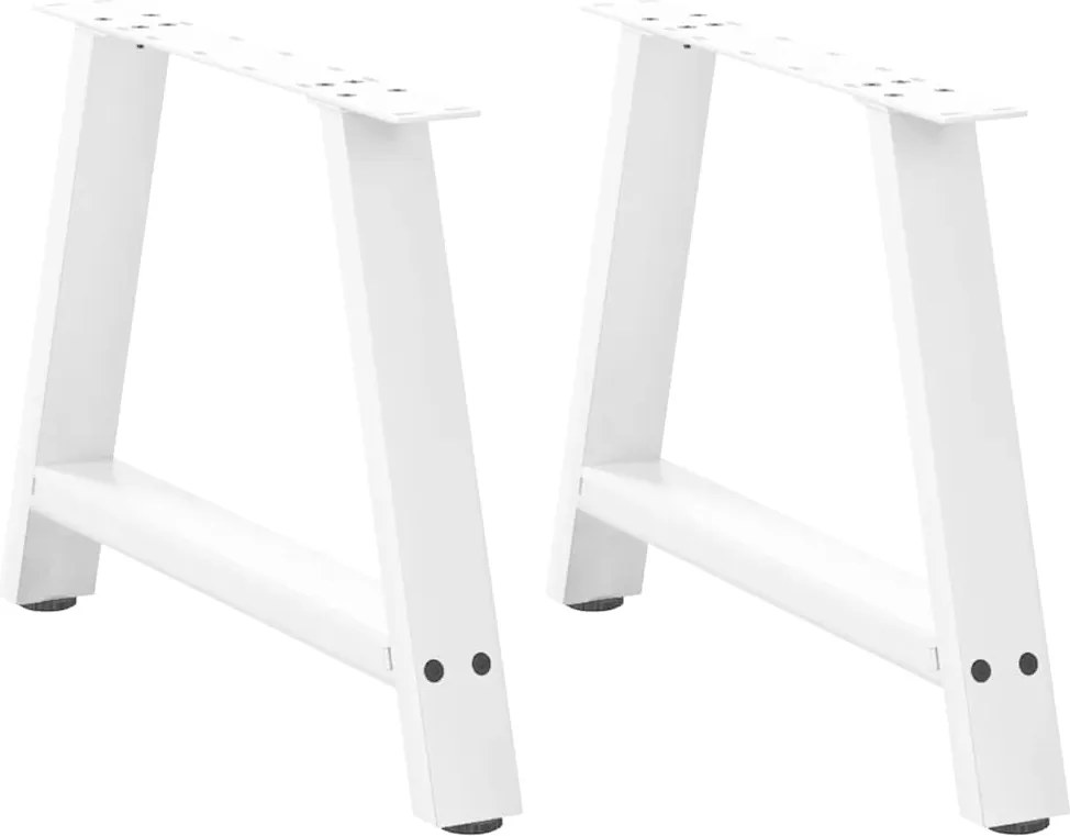 vidaXL Picioare pentru măsuță de cafea în formă de A, 2 buc., alb, 70x(42-43) cm, oțel