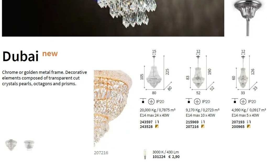 Candelabru design clasic DUBAI SP24 CROMO 243597 IDL