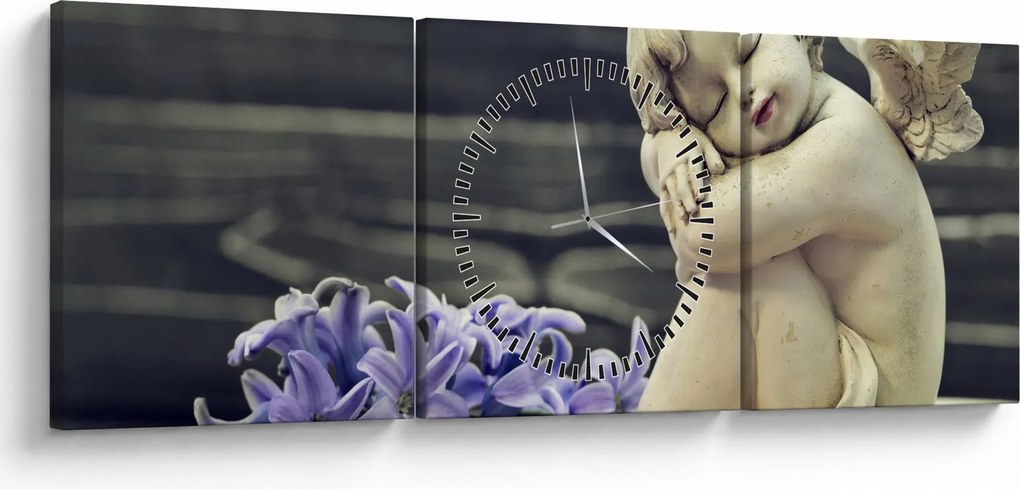 Tablou - Înger cu floare (cu ceas) (90x30 cm)