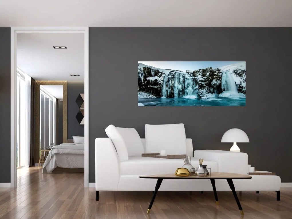 Tablou cu cascade înghețate (120x50 cm)