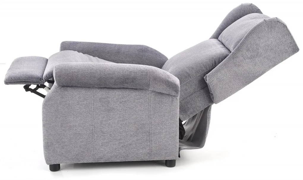 Fotoliu recliner tapitat Agustin gri - H 107-83 cm