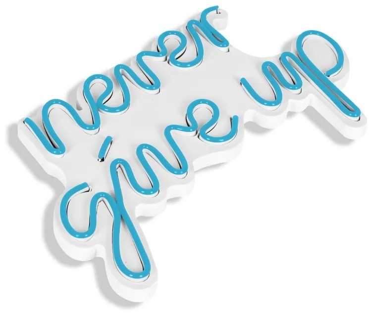 Decoratiune luminoasa LED de perete Never Give Up Albastru 39.5x23x2 cm