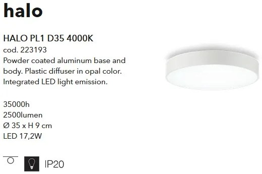 Plafoniera design modern LED HALO PL1 D35 4000K 223193