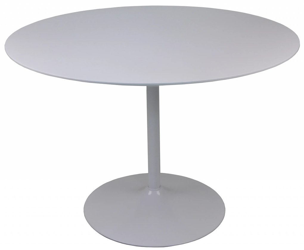 Set masa rotunda din MDF cu 4 scaune din imitatie de piele 110 cm albe