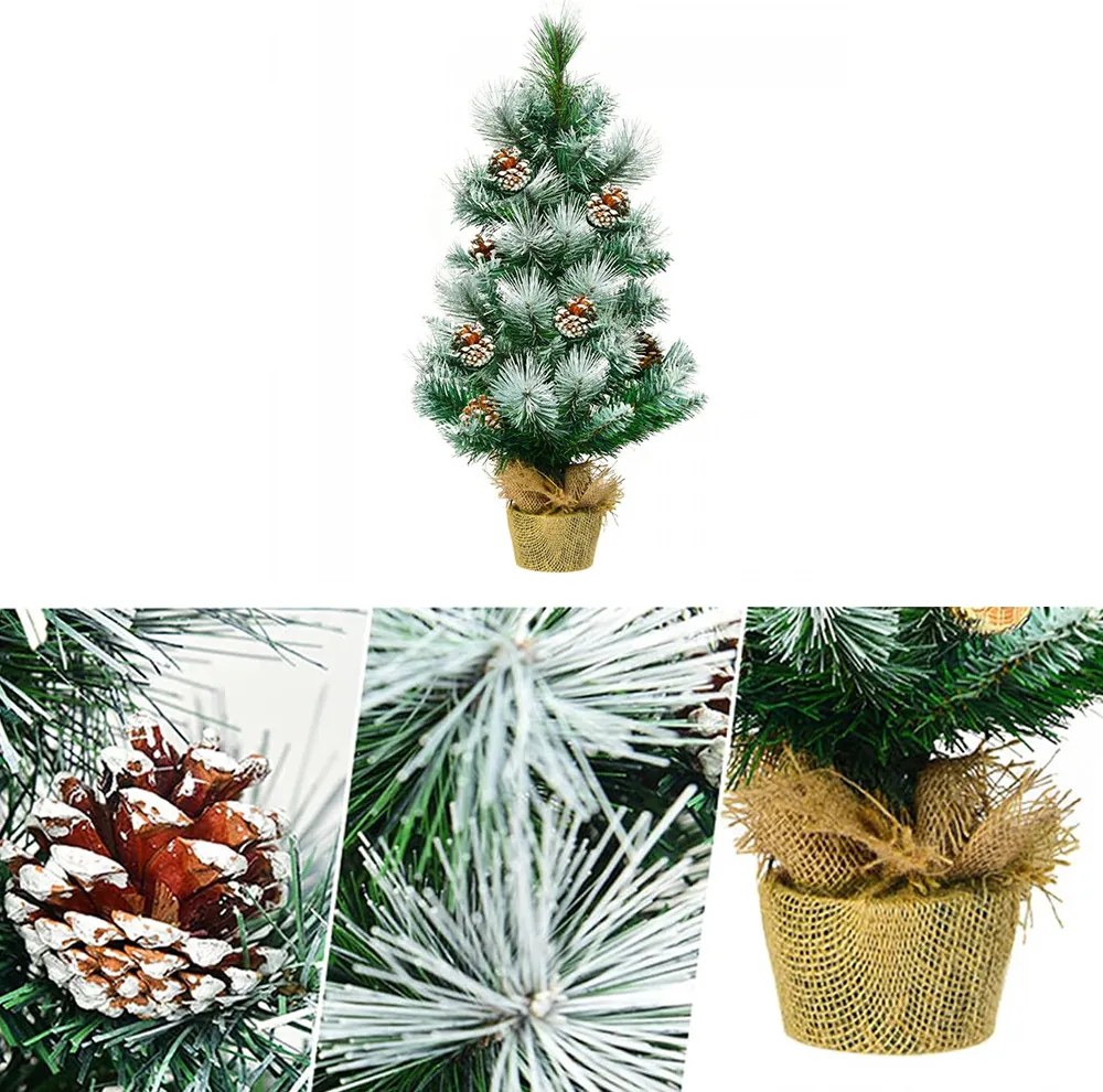 Brad artificial cu zăpadă și conuri, 60 cm