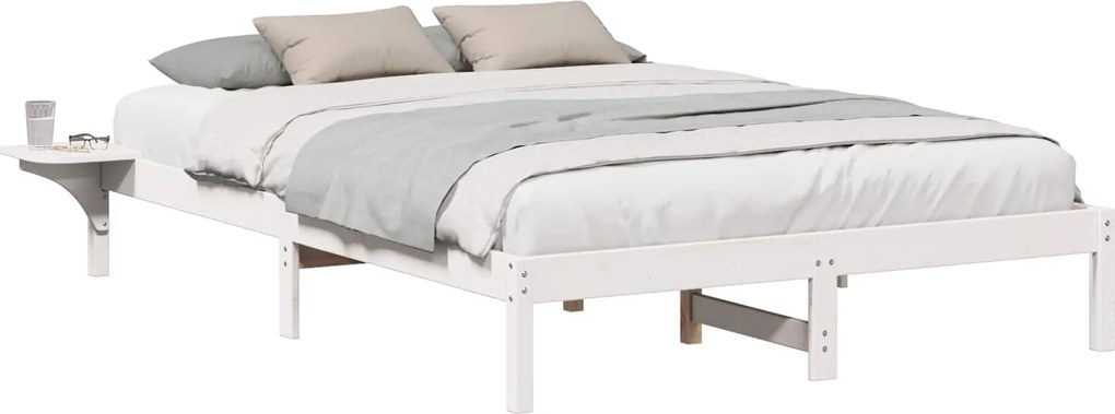 vidaXL Cadru de pat Alb 150 x 200 cm Lemn de pin masiv