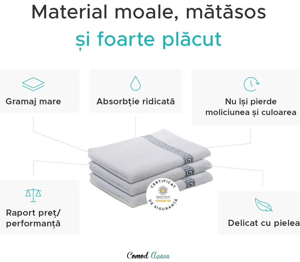 Prosop de baie GREEK 70x130 cm albastru inchis, 100% bumbac