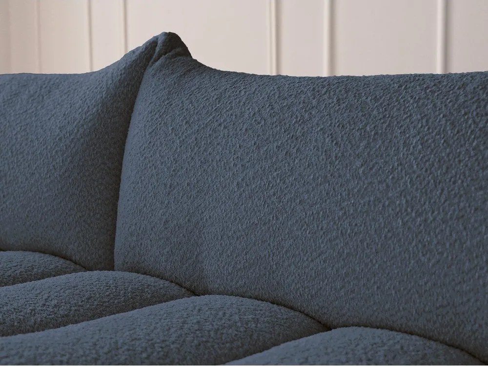 Colțar albastru închis cu tapițerie din țesătură bouclé (cu colț pe partea stângă/cu șezlong) Azra – Bobochic Paris
