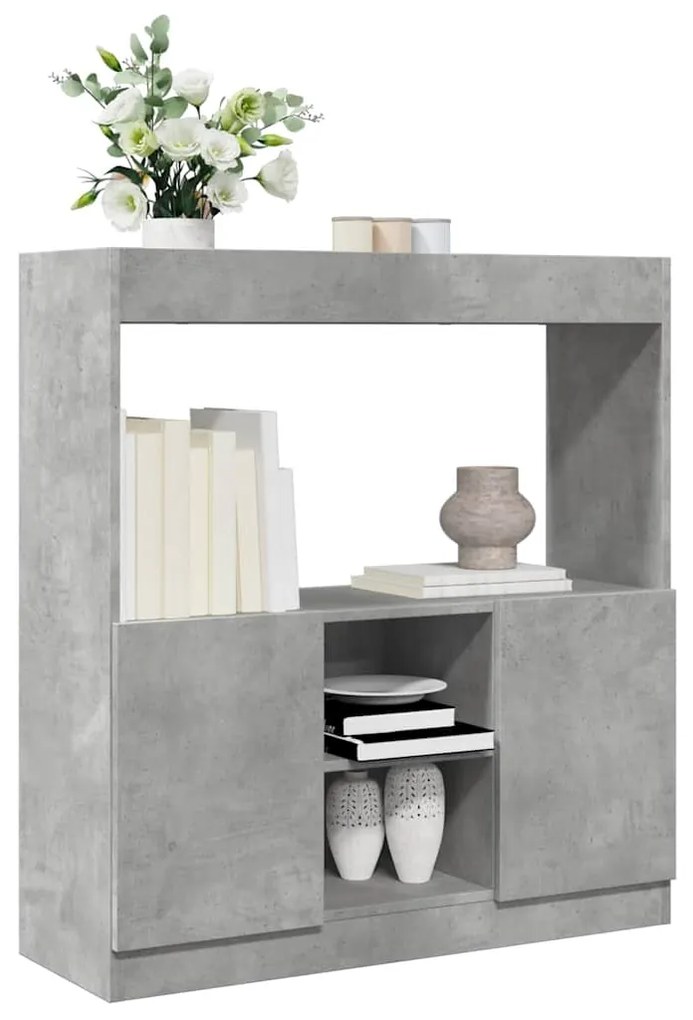 vidaXL Dulap înalt, gri beton, 92x33x100 cm, lemn prelucrat