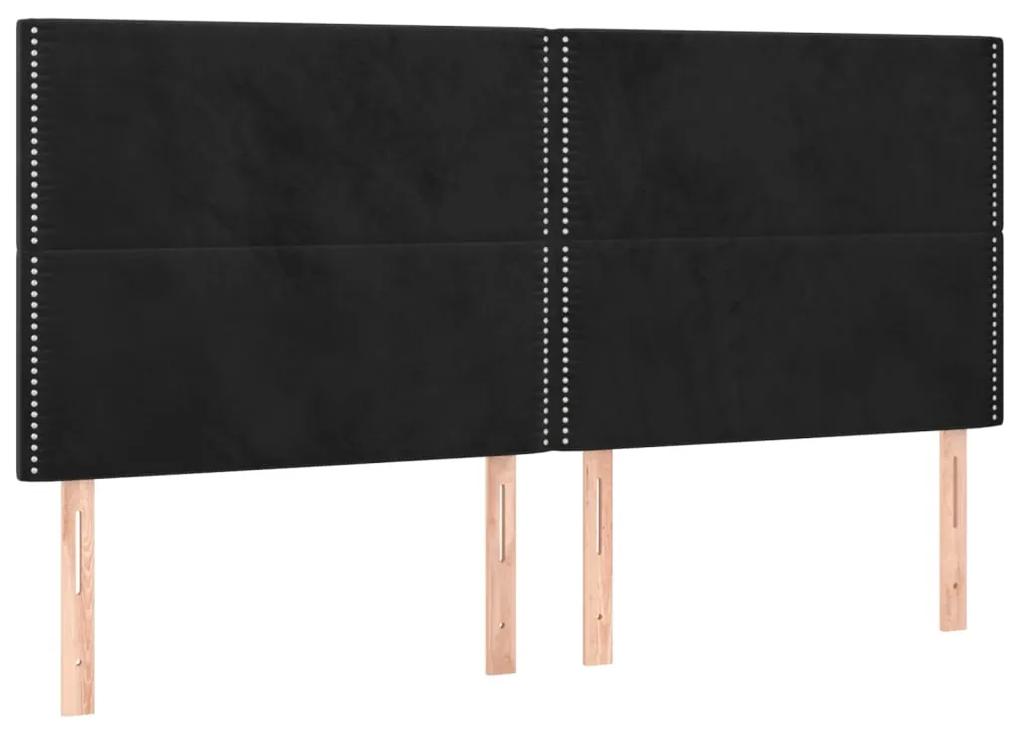 Cadru de pat cu tablie, negru, 180x200 cm, catifea Negru, 180 x 200 cm, Culoare unica si cuie de tapiterie