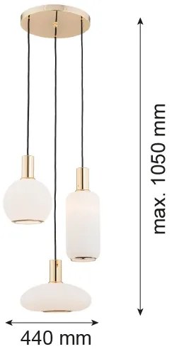 Lustră pe cablu SAGUNTO 3xE27/15W/230V alamă Argon 1489