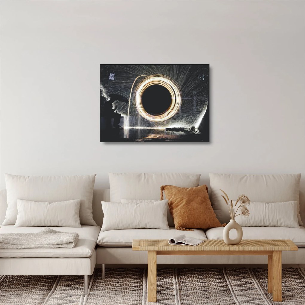 Tablou pe sticlă - Show de lumini în ploaie (70x50 cm)