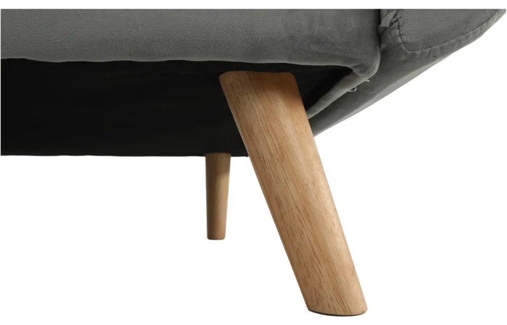 Canapea extensibilă, catifea gri deschis / fag, KAPRERA NEW