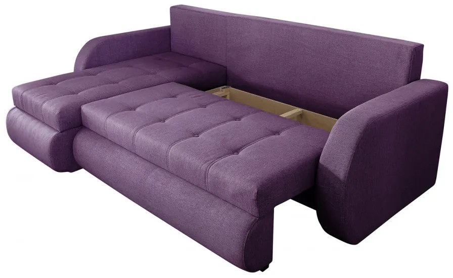 Coltar extensibil reversibil Genoa Purple 243x141x81 cm cu lada de depozitare
