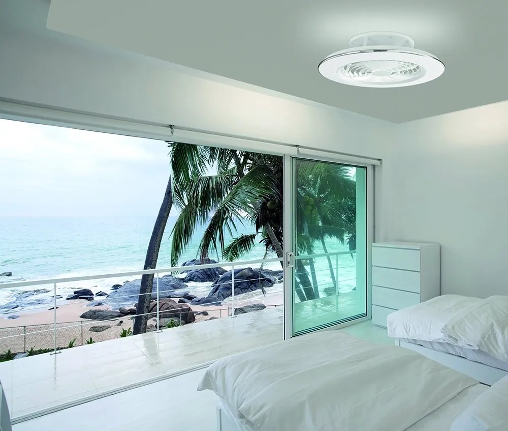 Lustra LED Smart cu Ventilator si telecomanda ALISIO alb