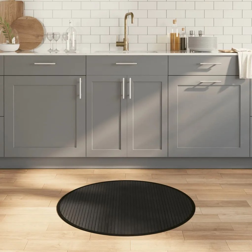 vidaXL Covor rotund, negru, 80 cm, bambus