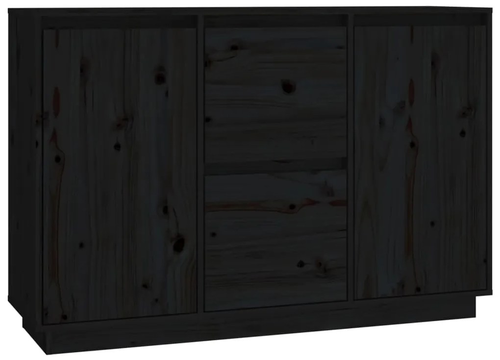 814313 vidaXL Servantă, negru, 111x34x75 cm, lemn masiv de pin