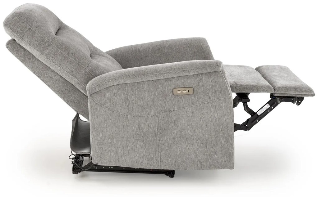 Fotoliu recliner Jamal stofa gri H105 cm