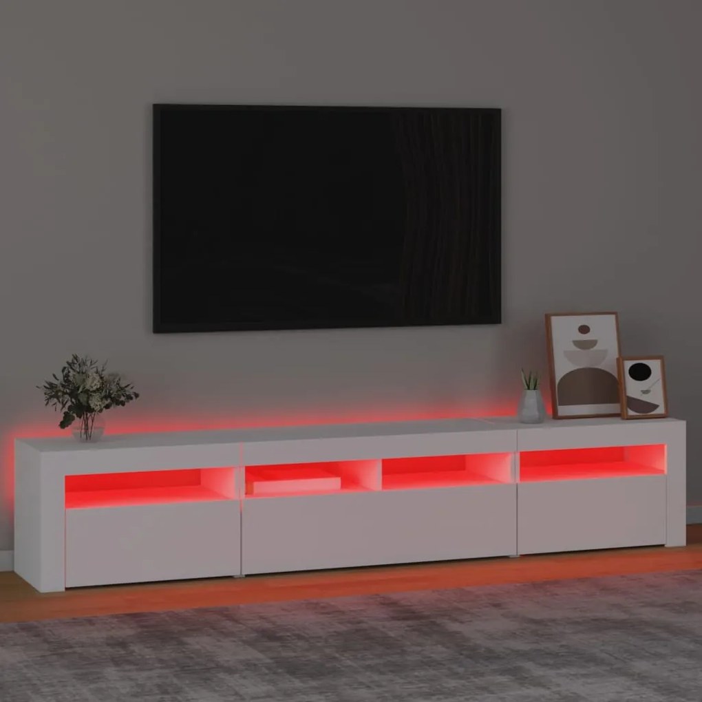 Dulap tv cu lumini led, negru, 210x35x40 cm