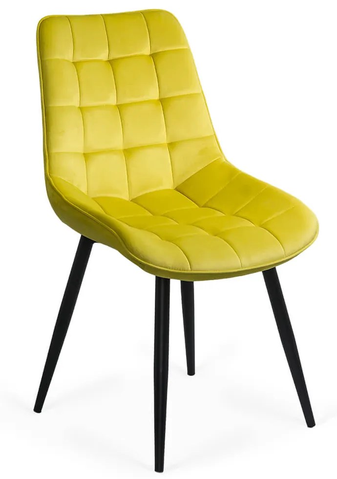 Scaun living tapițat cu catifea și cadru metalic BUC 206 galben