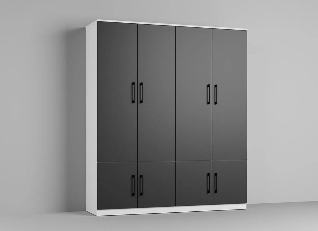 Set Dormitor alb cu gri- Mara -Pat tapitat Configuratia 12