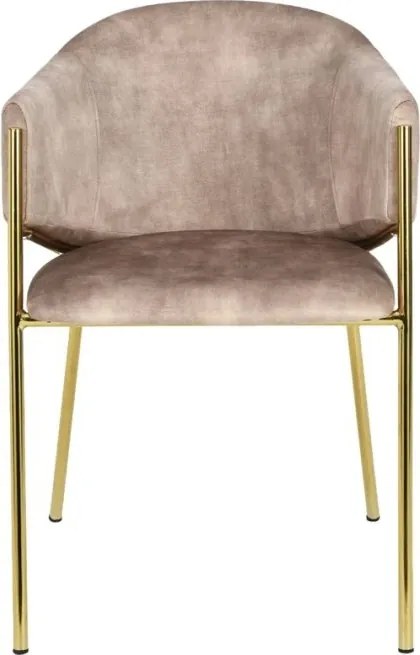 Set de 2 scaune aspect retro, Metal Auriu, Catifea Bej, NOBLESSE A-47582 VC